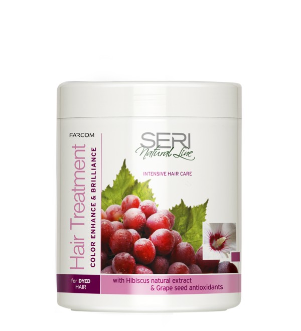Фарком Seri Natural Line маска за коса Hibiscus & Grape (цвят Enhance) 1000 мл