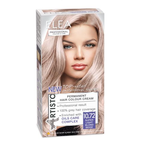 Elea Permanent Cream Hair Colour 10.72 Super Light Blonde Beige, 123ml