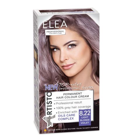 Elea Permanent Cream Hair Colour 8.22 Light Blond Violet, 123ml