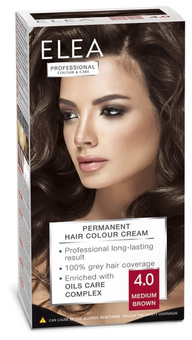 Elea Permanent Cream Hair Colour 4.0 Medium Brown, 123ml