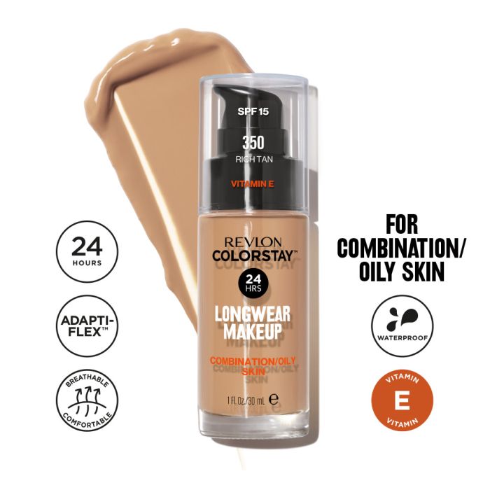 No 350 MAKE UP COLORSTAY NEW COM/OIL SKIN - RICH TAN